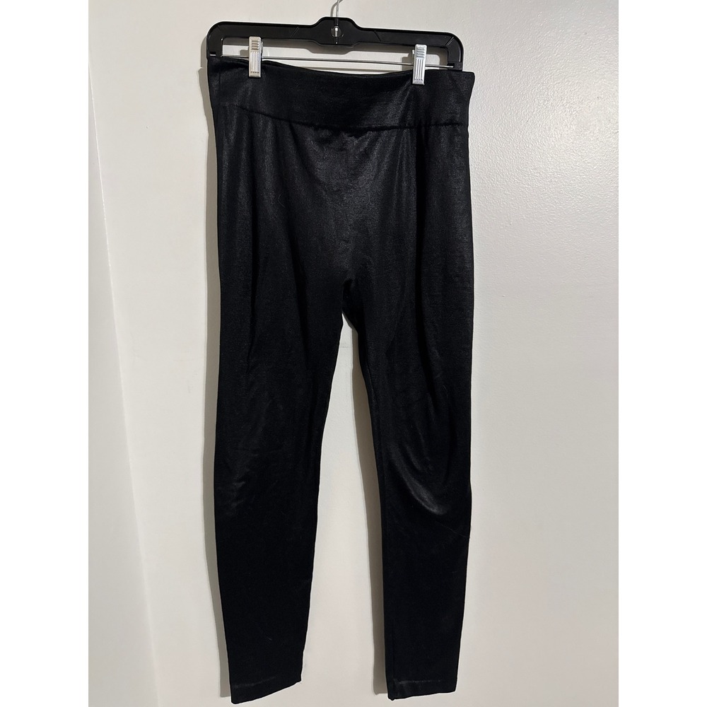 Forria Black Coated Faux Leather Stretch Leggings High Waisted Women Size L